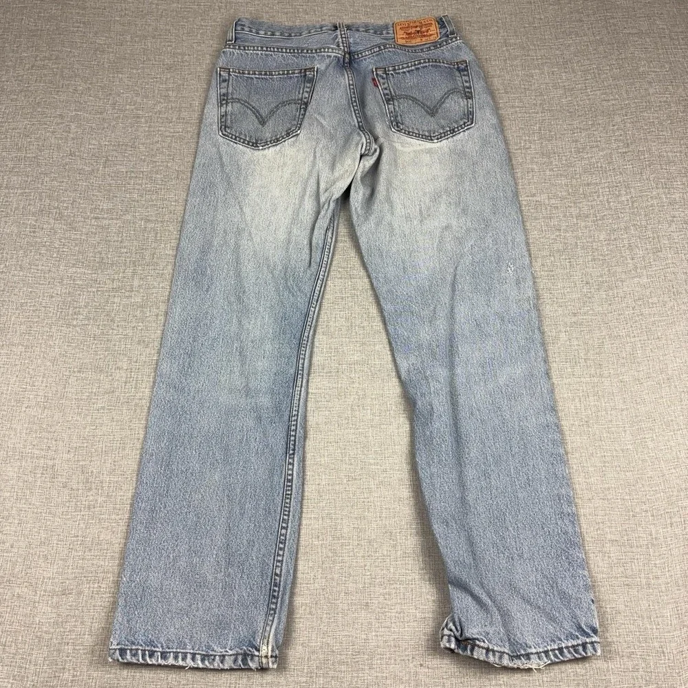 Levi's 505 Jeans Mens 32x32 Light Wash Distressed Regular Straight Denim Y2K